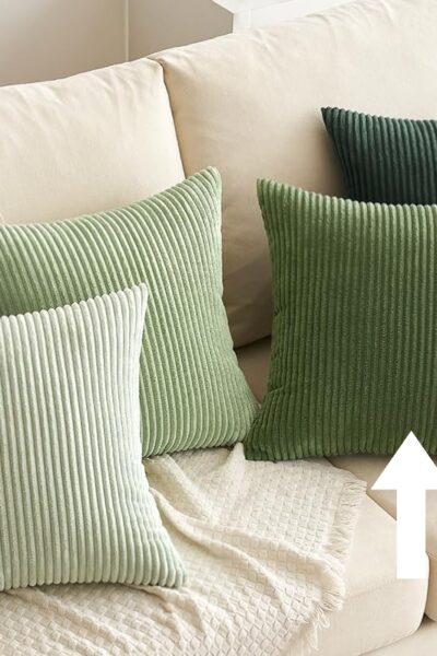 MIULEE Poszewka dekoracyjna 40 x 40 sztruksowa na poduszkę - oliwkowa