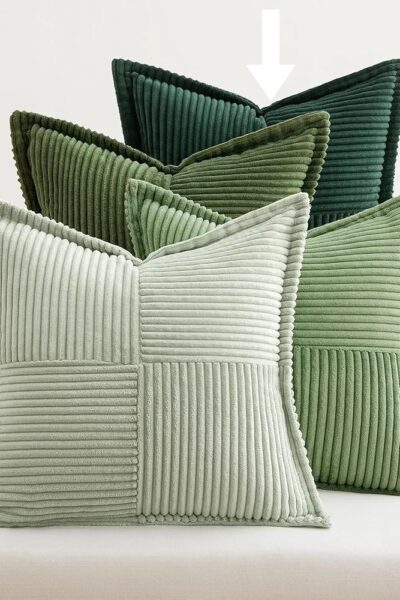 MIULEE Poszewka dekoracyjna 50 x 50 sztruksowa na poduszkę - ciemnozielona