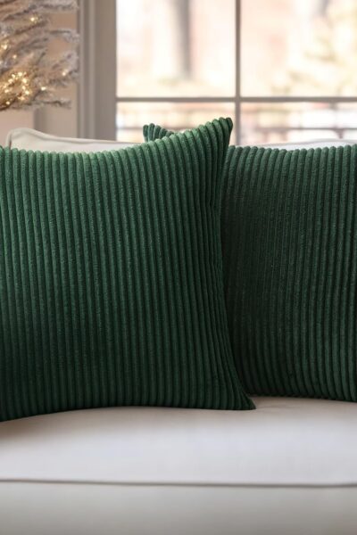 MIULEE Poszewka dekoracyjna 40 x 40 sztruksowa na poduszkę - ciemnozielona