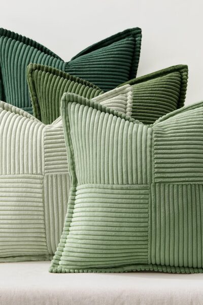 MIULEE Zestaw poszewek dekoracyjnych 40 x 40 sztruksowe na poduszkę - 4 kolory zieleni