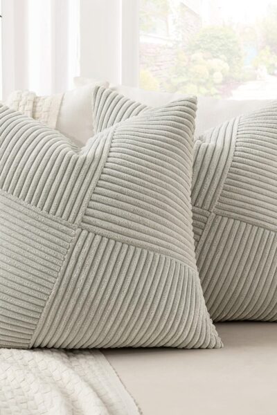 MIULEE Poszewka dekoracyjna 45 x 45 sztruksowa na poduszkę - jasnoszara