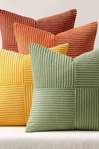 MIULEE Zestaw poszewek dekoracyjnych 45 x 45 sztruksowe na poduszkę - 4 kolory