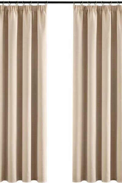 MIULEE Zasłony dekoracyjne z taśmą marszczącą 140 x 200 - Beżowe