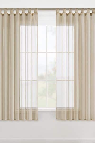 MIULEE Zasłony dekoracyjne Woalowe, Szlufki 140 x 175 - Beżowe